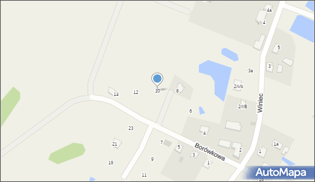 Winiec, Borówkowa, 10, mapa Winiec