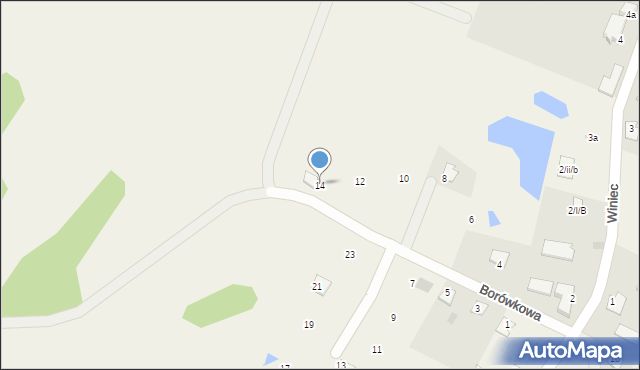 Winiec, Borówkowa, 14, mapa Winiec