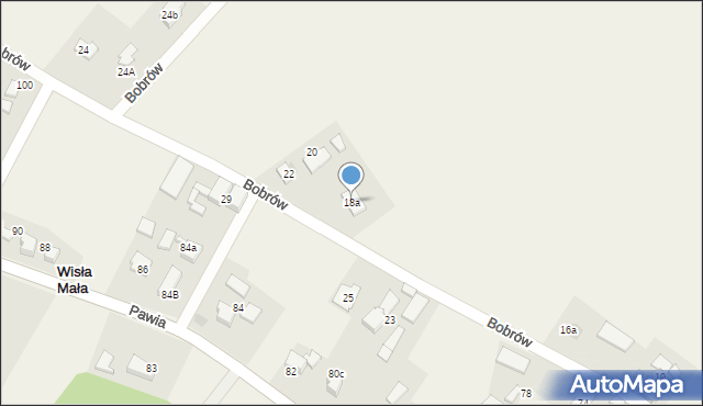 Wisła Mała, Bobrów, 18a, mapa Wisła Mała