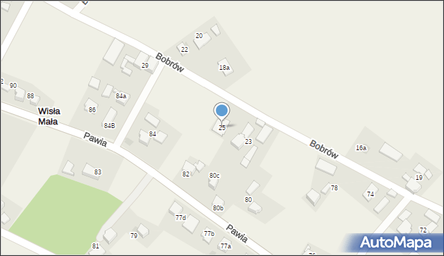 Wisła Mała, Bobrów, 25, mapa Wisła Mała