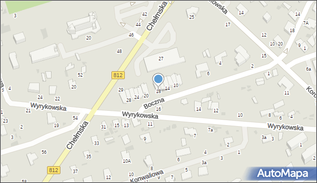 Włodawa, Boczna, 18, mapa Włodawa