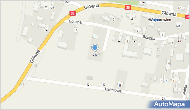 Wojnarowice, Boczna, 13a, mapa Wojnarowice