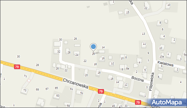 Wola Filipowska, Boczna, 20, mapa Wola Filipowska
