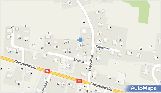 Wola Filipowska, Boczna, 4, mapa Wola Filipowska