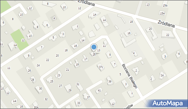 Wólka Kozodawska, Bociana Białego, 15, mapa Wólka Kozodawska