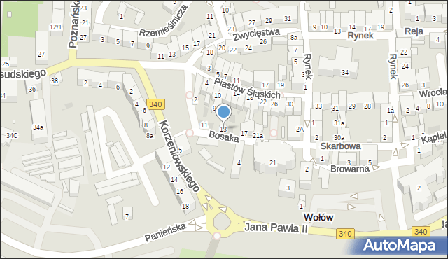 Wołów, Bosaka Franciszka, ks., 13, mapa Wołów