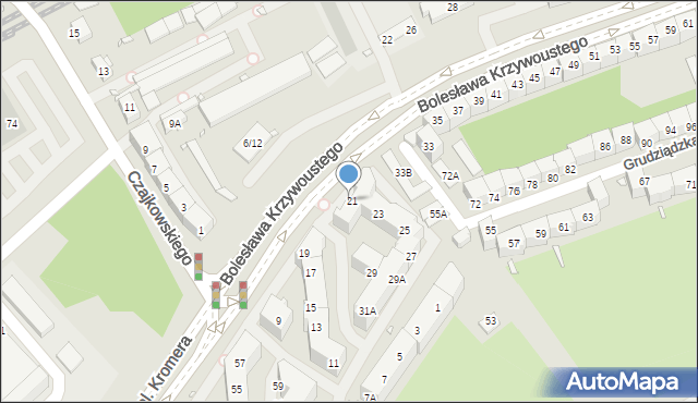 Wrocław, Bolesława Krzywoustego, 21, mapa Wrocławia