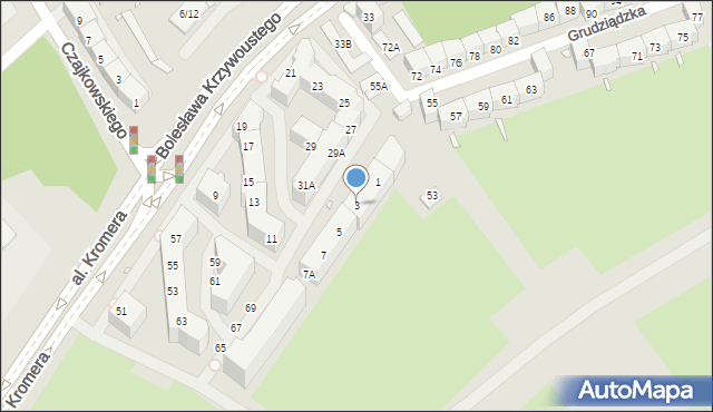 Wrocław, Bolesława Krzywoustego, 3, mapa Wrocławia