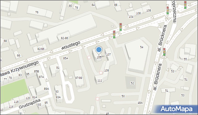 Wrocław, Bolesława Krzywoustego, 105, mapa Wrocławia