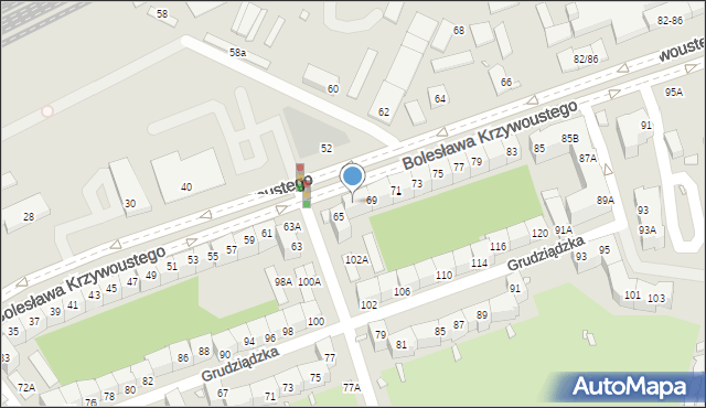 Wrocław, Bolesława Krzywoustego, 67, mapa Wrocławia