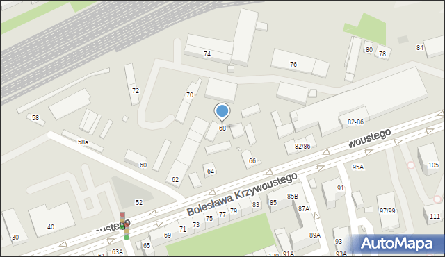 Wrocław, Bolesława Krzywoustego, 68, mapa Wrocławia