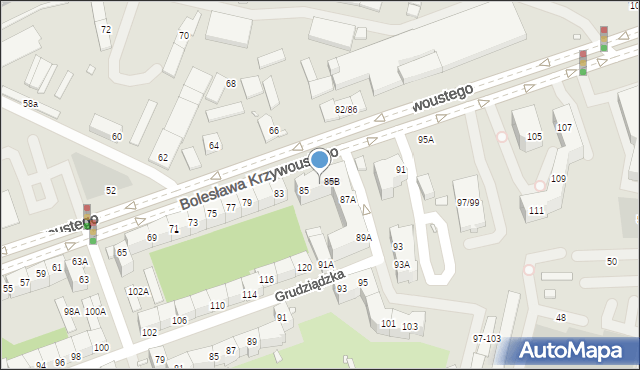 Wrocław, Bolesława Krzywoustego, 85A, mapa Wrocławia