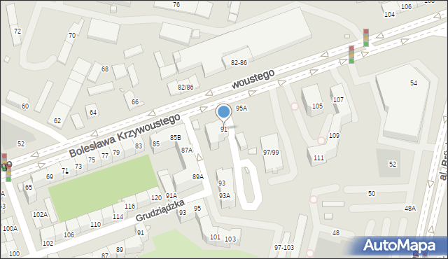 Wrocław, Bolesława Krzywoustego, 91, mapa Wrocławia