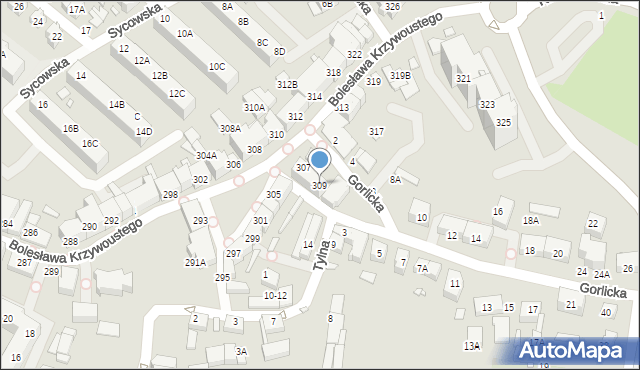 Wrocław, Bolesława Krzywoustego, 309, mapa Wrocławia