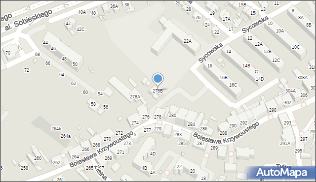 Wrocław, Bolesława Krzywoustego, 278B, mapa Wrocławia