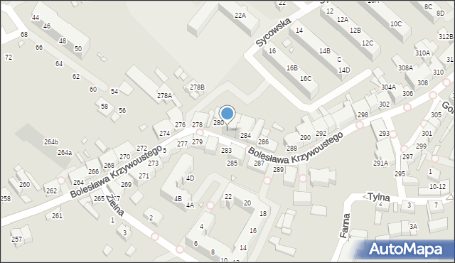 Wrocław, Bolesława Krzywoustego, 282, mapa Wrocławia