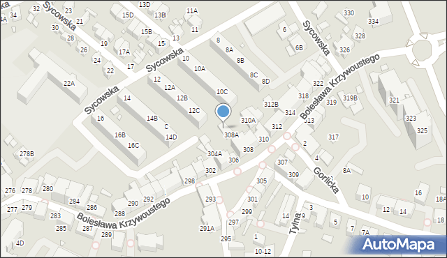 Wrocław, Bolesława Krzywoustego, 306a, mapa Wrocławia