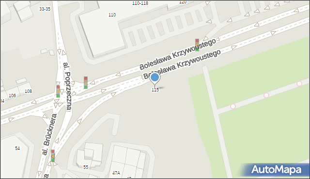 Wrocław, Bolesława Krzywoustego, 115, mapa Wrocławia