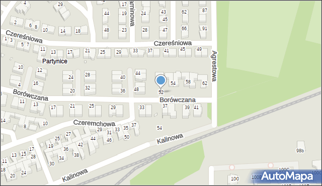 Wrocław, Borówczana, 52, mapa Wrocławia