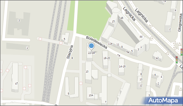 Wrocław, Bolesławiecka, 22-24, mapa Wrocławia