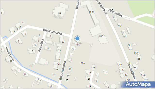 Wrocław, Boguszowska, 75A, mapa Wrocławia