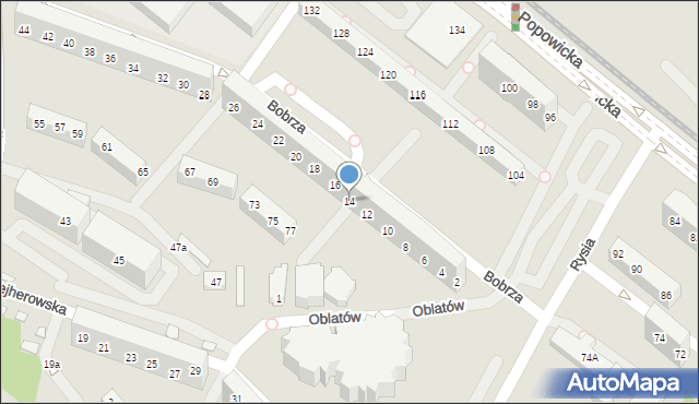 Wrocław, Bobrza, 14, mapa Wrocławia