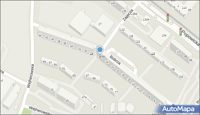 Wrocław, Bobrza, 26, mapa Wrocławia