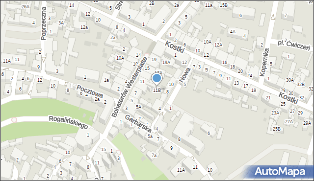 Wschowa, Bohaterów Westerplatte, 11B, mapa Wschowa