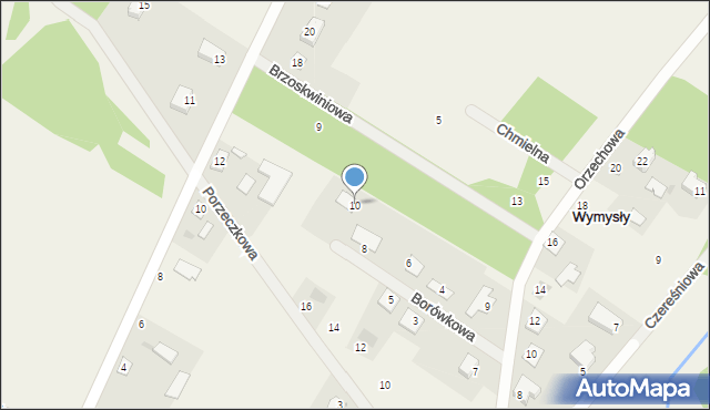 Wymysły, Borówkowa, 10, mapa Wymysły