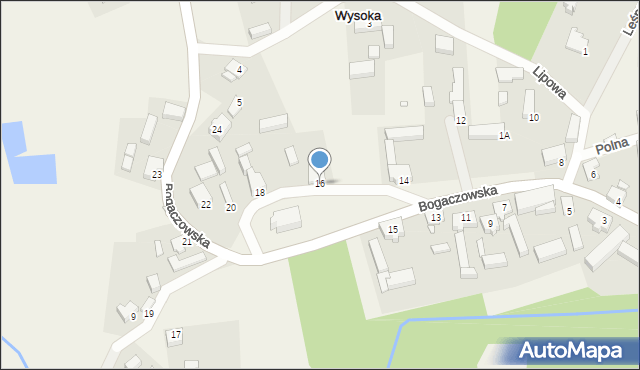 Wysoka, Bogaczowska, 16, mapa Wysoka