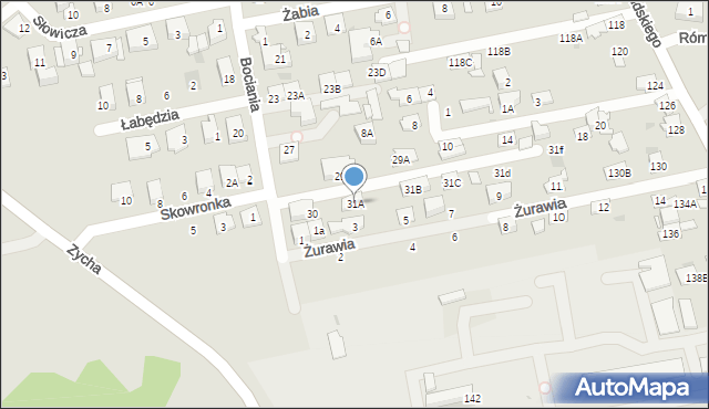 Ząbki, Bociania, 31A, mapa Ząbki