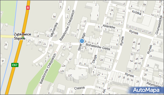 Ząbkowice Śląskie, Bohaterów Getta, 11, mapa Ząbkowice Śląskie