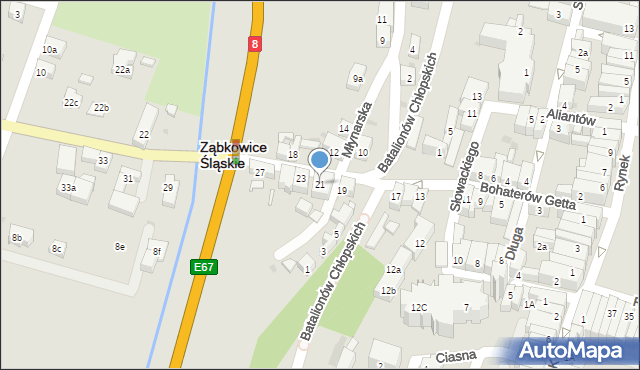 Ząbkowice Śląskie, Bohaterów Getta, 21, mapa Ząbkowice Śląskie