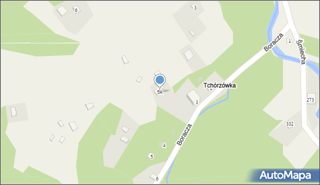 Żabnica, Boracza, 5A, mapa Żabnica