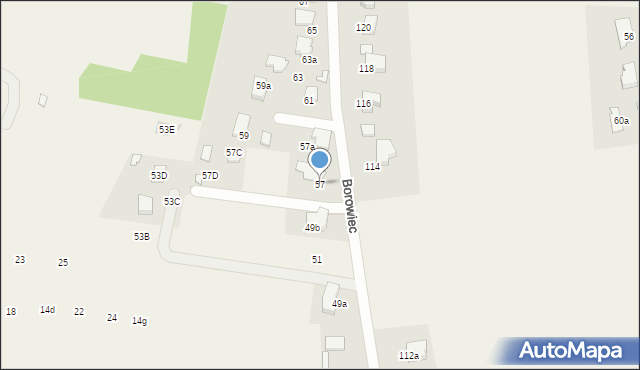 Zaborze, Borowiec, 57, mapa Zaborze