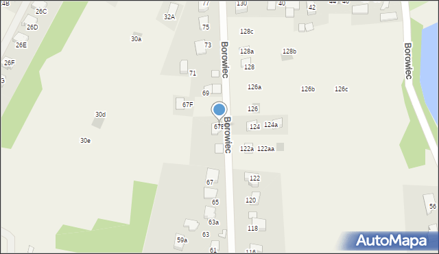 Zaborze, Borowiec, 67B, mapa Zaborze