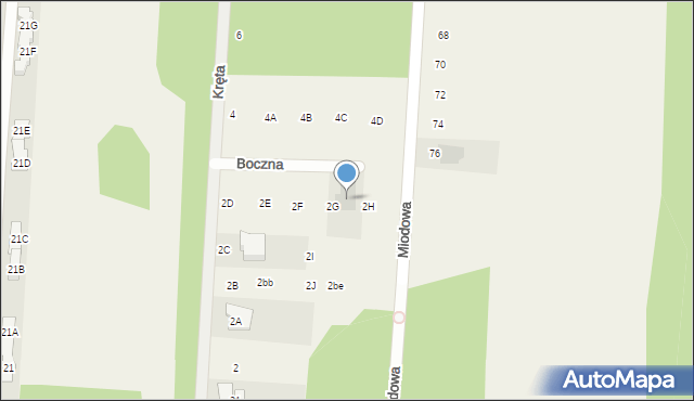 Zakręt, Boczna, 6, mapa Zakręt