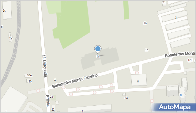 Zamość, Bohaterów Monte Cassino, 1a, mapa Zamościa
