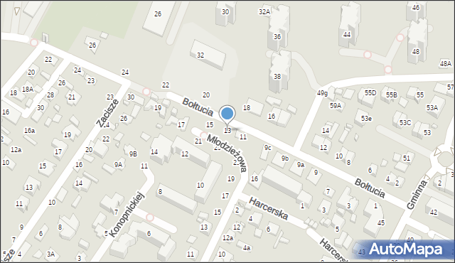 Zamość, Bołtucia Mikołaja, gen., 13, mapa Zamościa
