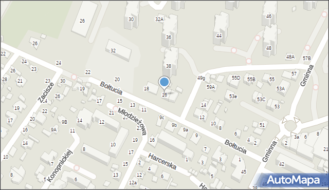 Zamość, Bołtucia Mikołaja, gen., 16, mapa Zamościa