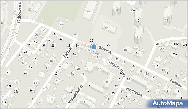 Zamość, Bołtucia Mikołaja, gen., 17A, mapa Zamościa