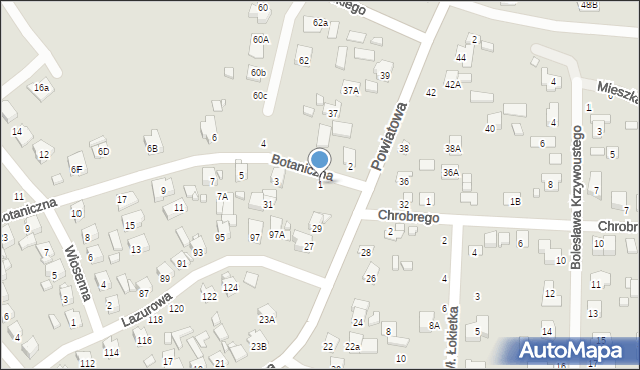 Zamość, Botaniczna, 1, mapa Zamościa