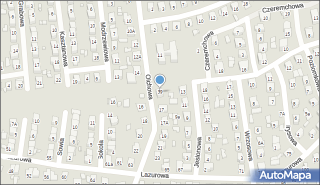 Zamość, Botaniczna, 39, mapa Zamościa