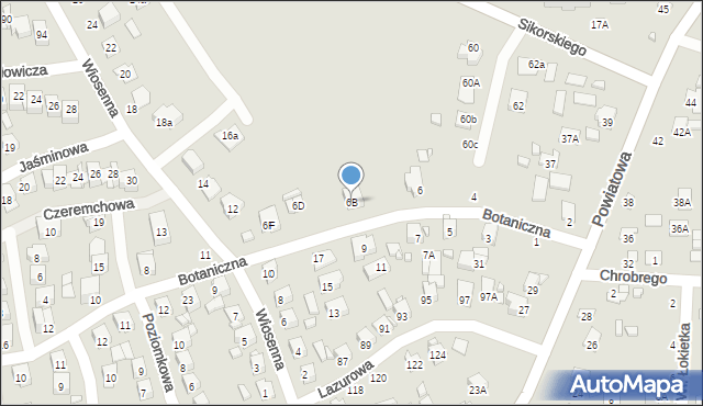 Zamość, Botaniczna, 6B, mapa Zamościa