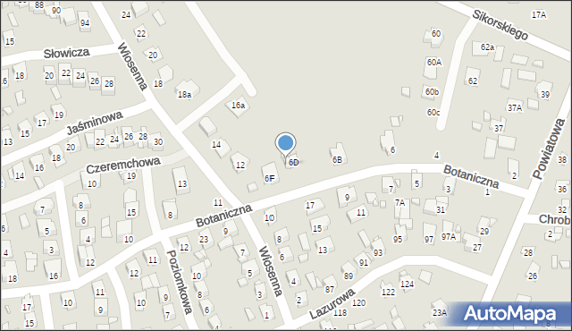 Zamość, Botaniczna, 6E, mapa Zamościa