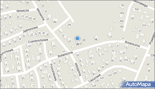 Zamość, Botaniczna, 6F, mapa Zamościa