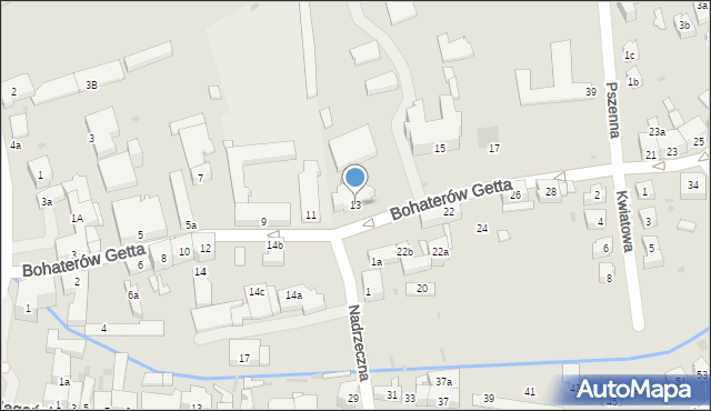 Żary, Bohaterów Getta, 13, mapa Żary