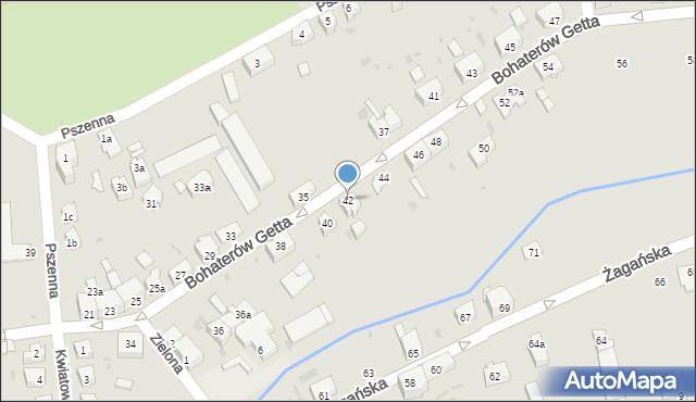Żary, Bohaterów Getta, 42, mapa Żary