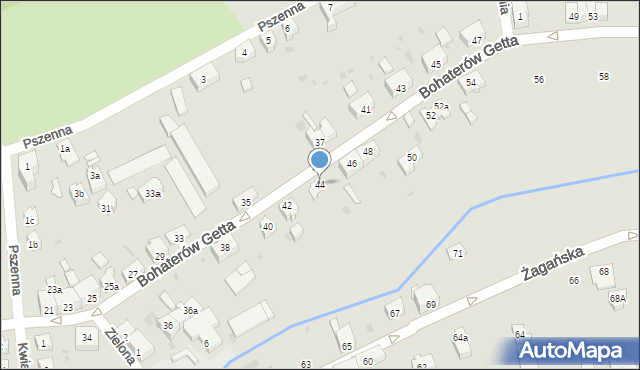Żary, Bohaterów Getta, 44, mapa Żary