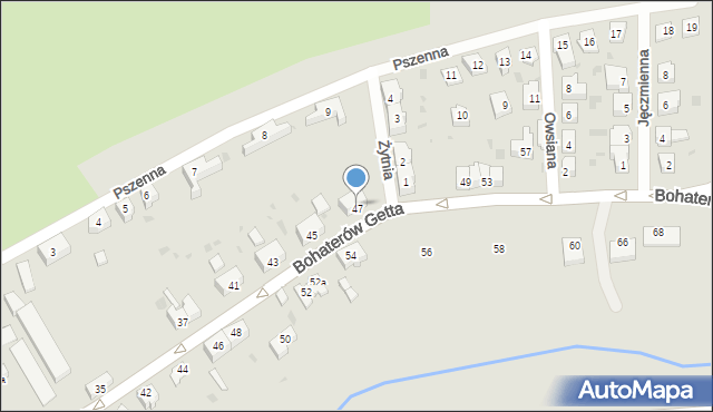 Żary, Bohaterów Getta, 47, mapa Żary